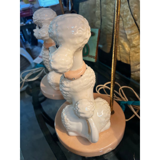 Ceramic 1960s Mid-Century Modern Pink Ceramic Poodle Table Lamps - Pair For Sale - Image 7 of 12
