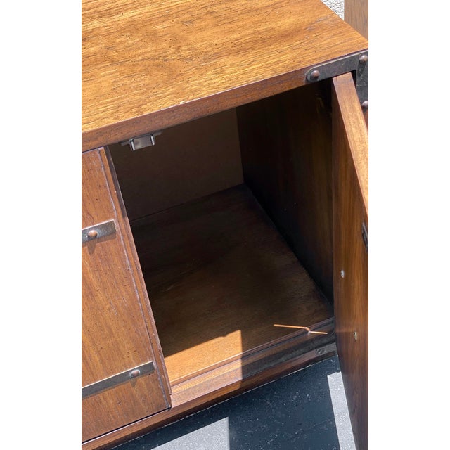 Brown 1970s Vintage Brass Campaign Nightstands - a Pair For Sale - Image 8 of 9