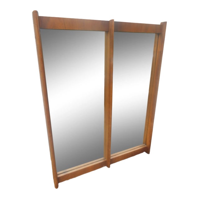 Vintage Mid-Century Danish Modern Teak Double Wall Mirror For Sale