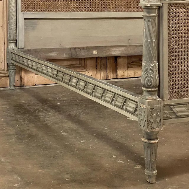 19th Century French Louis XVI Painted Bed With Caning For Sale - Image 12 of 13