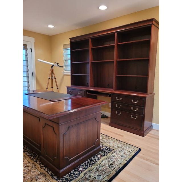 1990s Kimball Presidential Walnut Double Pedestal Desk For Sale In Denver - Image 6 of 9