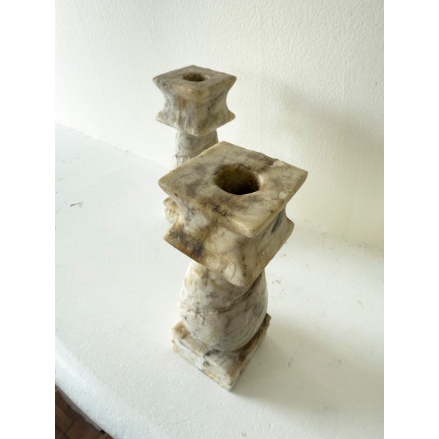 Pair of Vintage Mid-Century Modern Marble Candlestick Holders For Sale In New York - Image 6 of 10