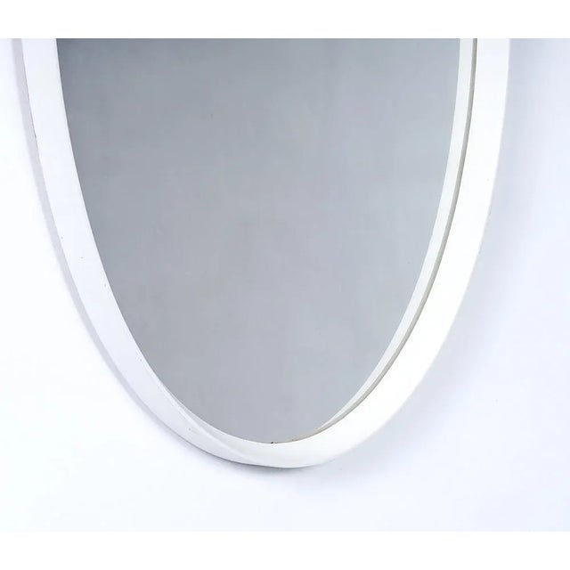 Oval White Wooden Wall Mirror, 1960s For Sale - Image 4 of 7