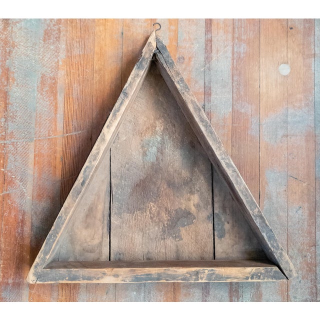 Blue 19th Century Rustic Primitive Blue Painted Sculptural Triangular War Decoration For Sale - Image 8 of 9