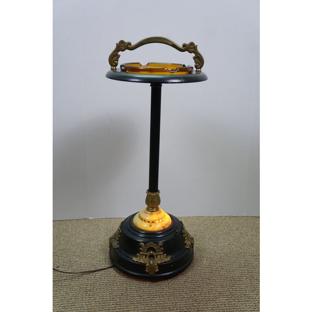 Vintage Art Deco Illuminated Smoking Stand Amber Glass Floor Ashtray Smoke Stand For Sale - Image 16 of 18