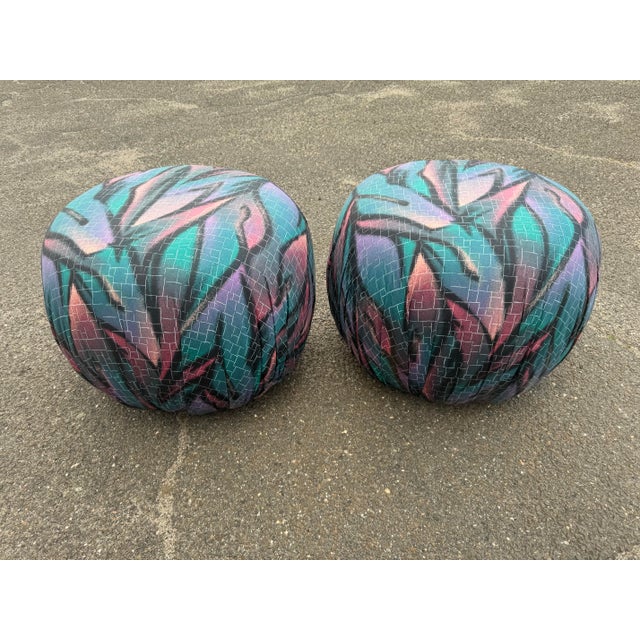 80s Post Modern Graffiti Style Ottoman Poofs by Wieman - A Pair For Sale In Miami - Image 6 of 6