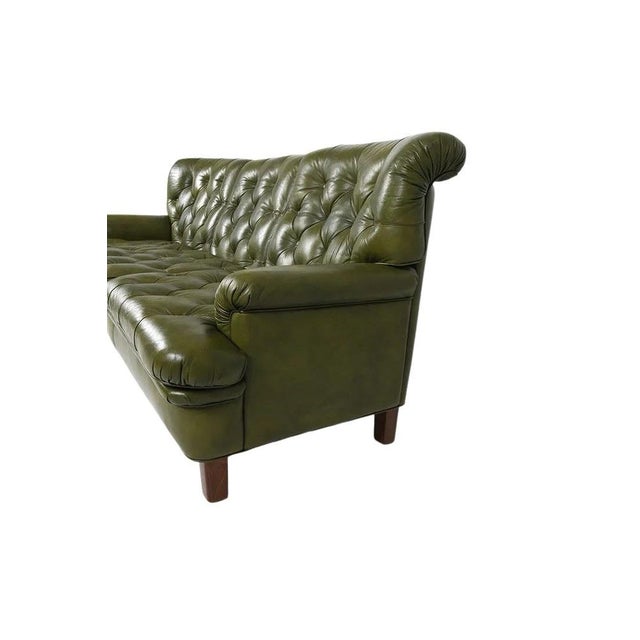 Olive 1960s Arne Norell Swedish Tufted Olive Leather Sofa “Jupiter Sofa” For Sale - Image 8 of 12