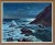 Large, mid century seascape nocturne of waves crashing and swirling around a rocky coastline by Frank Ferruzza...