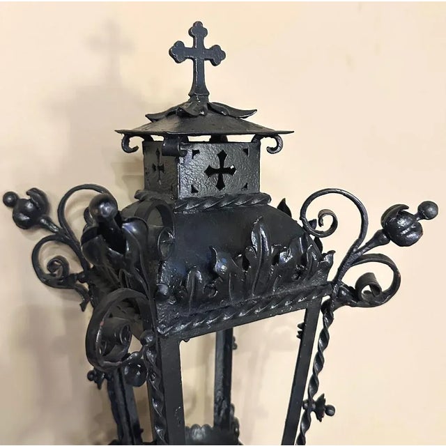 Pair 19th Century French Wrought Iron Garden Lanterns For Sale - Image 9 of 12