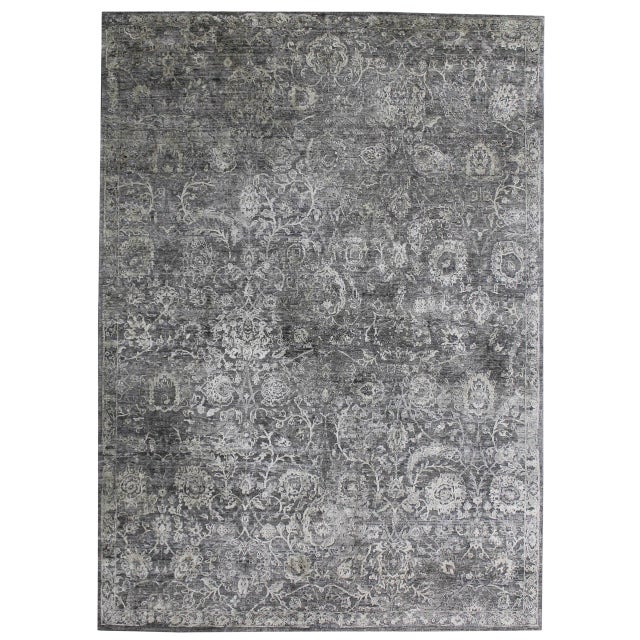 Bryant Gray/Charcoal Hand knotted Wool/Viscose/Cotton Area Rug - 9'x12' For Sale