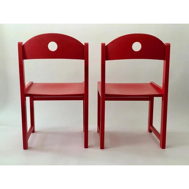 Set of Red Painted Children's Chairs, 1970s For Sale - Image 3 of 9