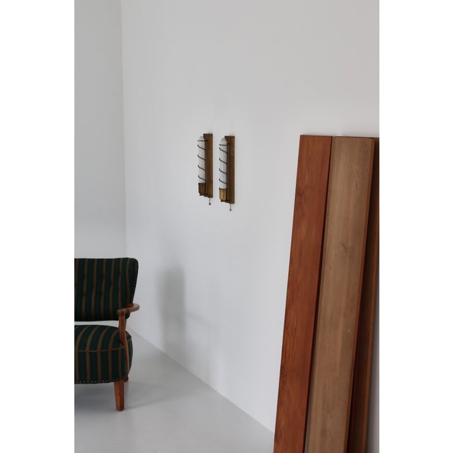 Art Deco Wall Lamps in Brass & Opaline Glass, Denmark, 1940s, Set of 2 For Sale - Image 14 of 17