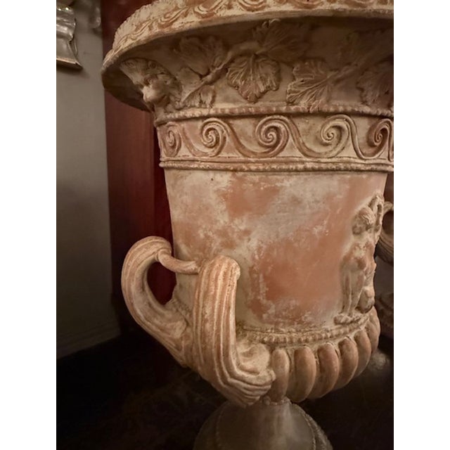 Pair of English Neo-Classical Style White-Washed Urns For Sale - Image 4 of 6