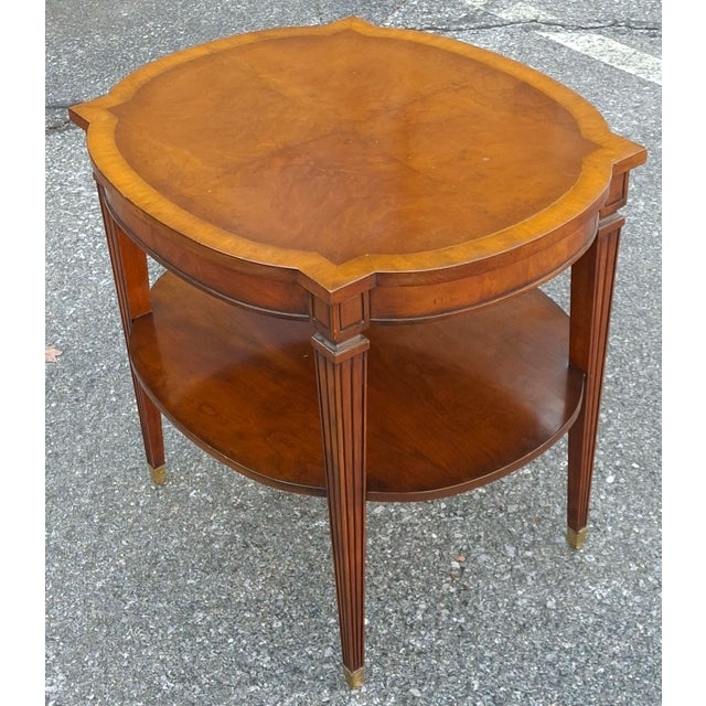 Late 20th Century Regency Style Banded Mahogany Two-Tier Side Table For Sale In Washington DC - Image 6 of 10