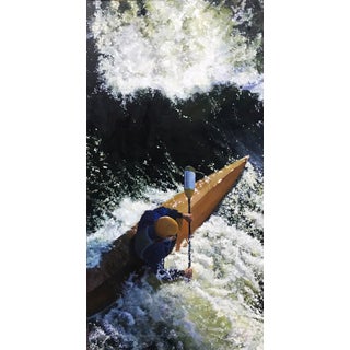 Running the Rapids by Sheri Farabaugh | Oil on canvas Kayaker navigating turbulent water. For Sale