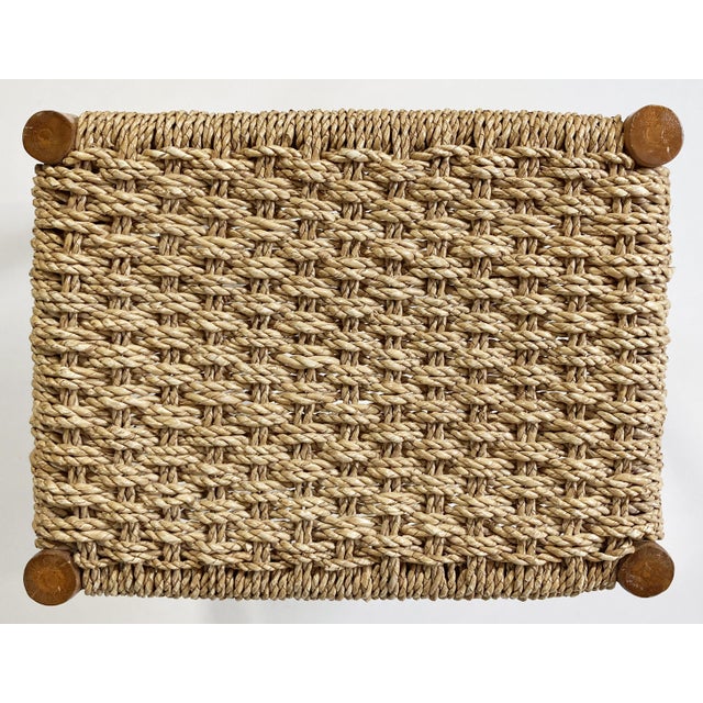 Vintage Woven Rope and Bamboo Stool For Sale In Kansas City - Image 6 of 9