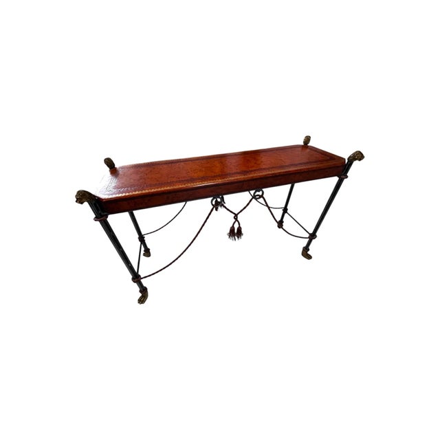 Egyptian Revival Neoclassical -Style Leather Top Console Table by Maitland Smith For Sale In Naples, FL - Image 6 of 11