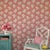 A sample of Swans Island Silhoutte Southampton Pink Wallpaper Care Instructions: Wipe with damp cloth.