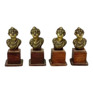 17th Century Set of Venetian Bronze Door Handles on Wooden Stands