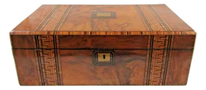 Victorian Burr Walnut Parquetry Inlaid Writing Slope Portable Desk Turnbridge