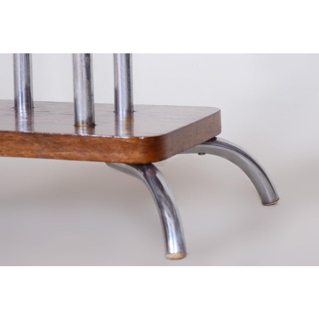 1930s Art Deco Pedestal in Walnut & Chrome, France, 1930s For Sale - Image 5 of 11