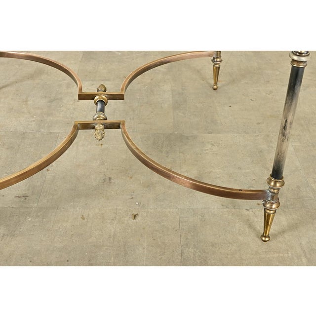 Mid-Century Modern French Mid-Century Modern Square Brass & Glass Coffee Table For Sale - Image 3 of 10