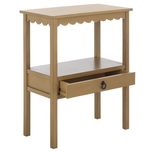 Camel Heaven Scalloped Low Drawer Accent Table in Desert Brown For Sale - Image 8 of 10