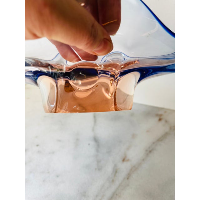 Blue Vintage Art Glass Bowl Designed by Josef Hospodka For Sale - Image 8 of 17