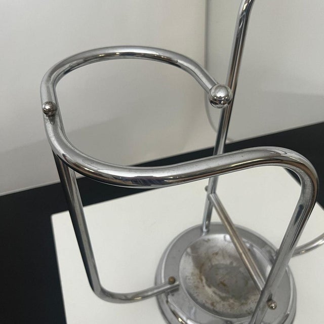 Art Deco Chrome Umbrella Stand in Tubular Steel and Chrome-Plated, Belgium, 1930 For Sale - Image 4 of 13