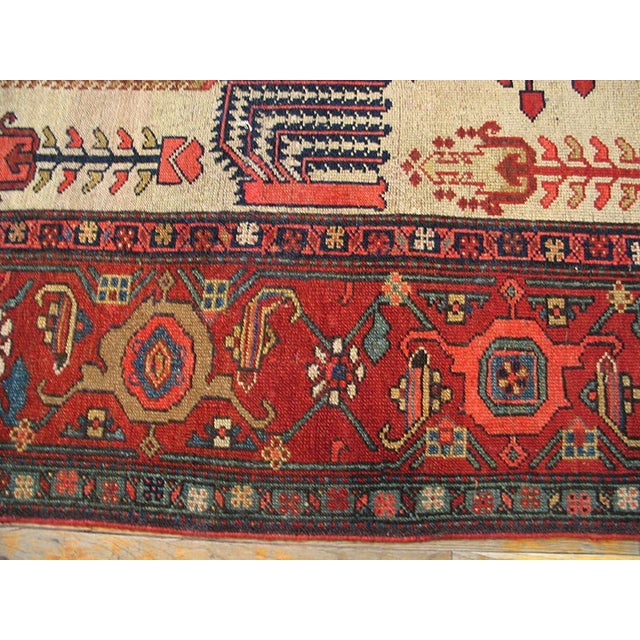Mid 19th Century Charming Ivory Background and Red Border With Allover Pattern Antique Persian Rug For Sale - Image 5 of 8