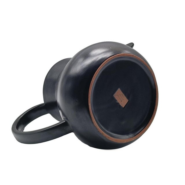 1990s Black Bucchero Ceramic Jug by Gio Ponti for Costantino, Italy, 1997 For Sale - Image 5 of 10