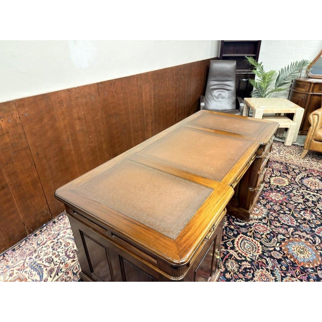 English Chesterfield Desk with Brown Leather For Sale - Image 16 of 18