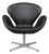 Vintage Swivel Swan Chair in Black Leather by Arne Jacobsen for Fritz Hansen, 1950s For Sale
