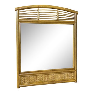 Vintage Rattan Wicker Mirror For Sale