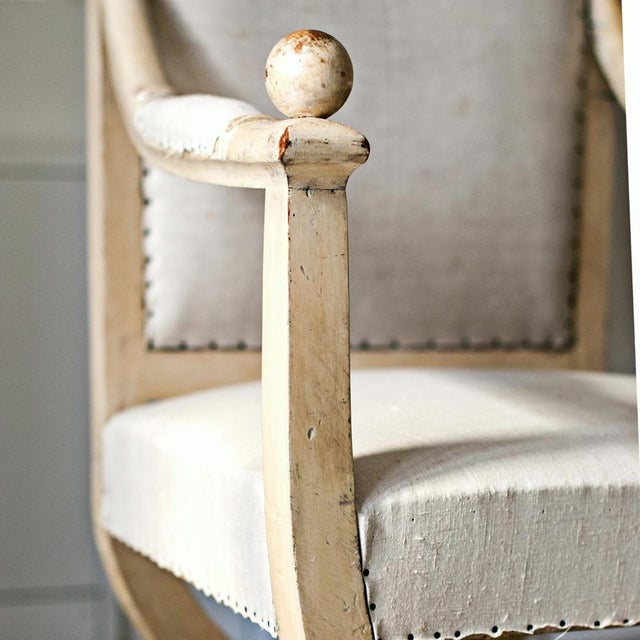 Directoire Two White-Framed Armchairs, 1810, Set of 2 For Sale - Image 6 of 8