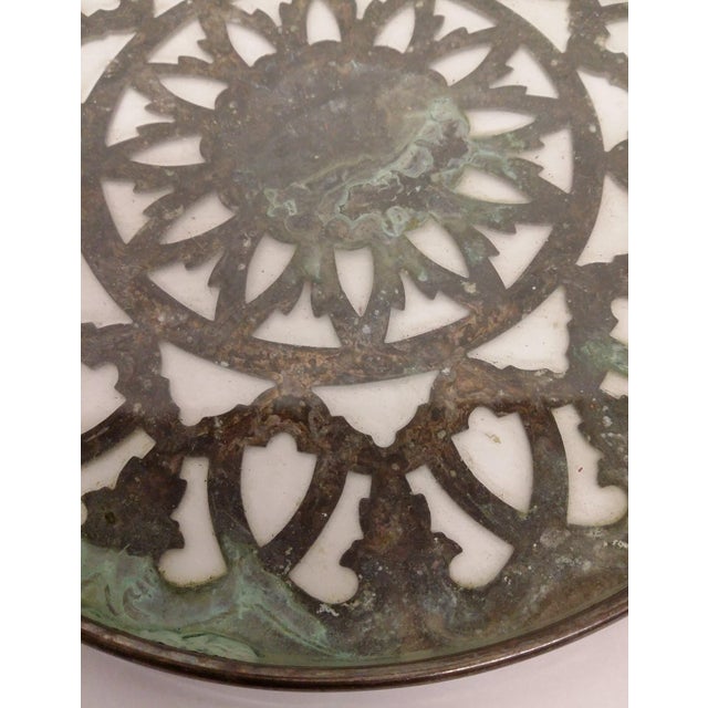 1980s 1980s Hand Carved Silverplate & Glass Trivet For Sale - Image 5 of 6