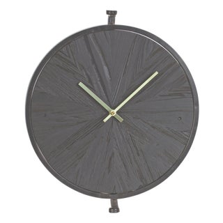 Modern Wood Wall Clock with Suspended Stand 16.25"D For Sale