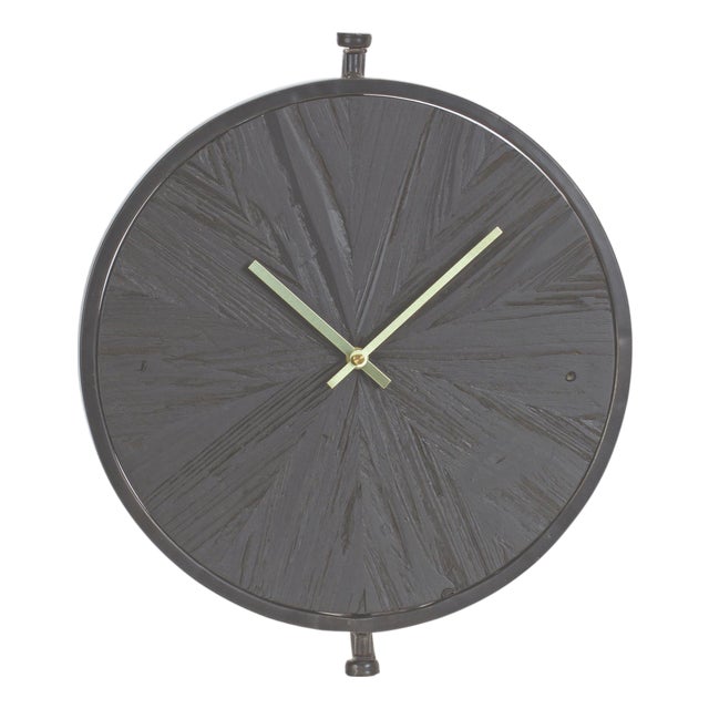 Modern Wood Wall Clock with Suspended Stand 16.25"D For Sale