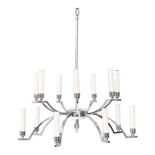 Mid-Century Chrome 12 Arm Chandelier Light Fixture For Sale