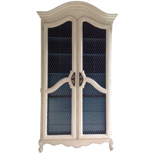 French Blue & White Armoire For Sale