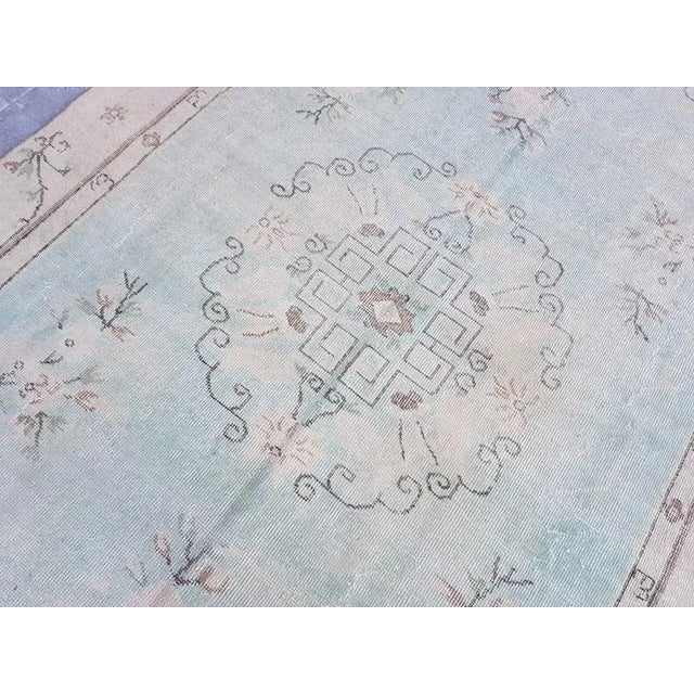 1960s 5x9 Light Green Anatolian Oushak Carpet For Sale - Image 9 of 11