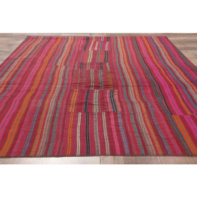 Red Rustic Vintage Turkish Striped Kilim Rug - 05'05 X 07'06 For Sale - Image 8 of 11