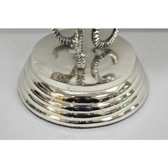 Silver Contemporary Decorative Nautical Silver Plated Seahorse Clamshell Pedestal Compote Candy Dish For Sale - Image 8 of 13