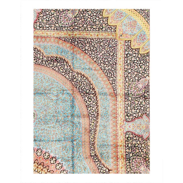Persian Qum Design Viscose on a cotton foundation with a medallion This rug has a dense, soft pile, and excellent quality,...