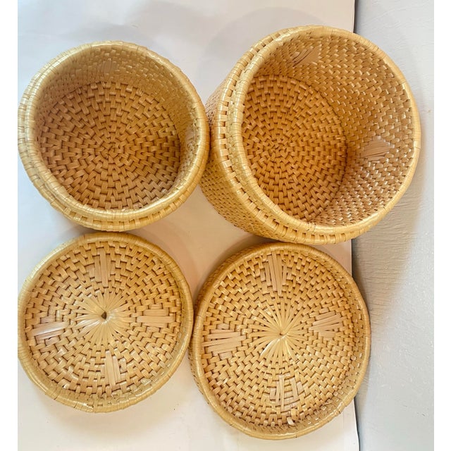 Vintage Lidded Nesting Baskets - Set of 2 For Sale - Image 9 of 9