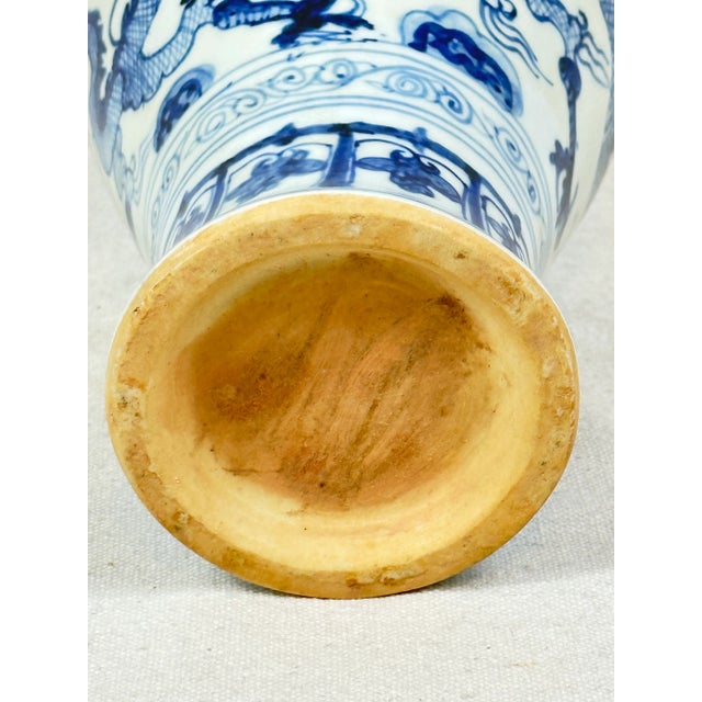 Ceramic Antique Chinese Blue and White Vase For Sale - Image 7 of 8