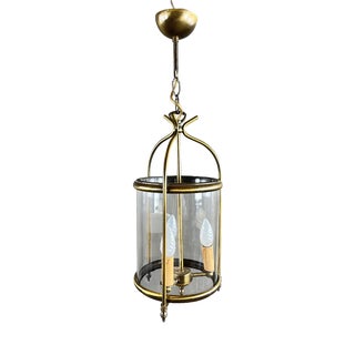 20th Century Brass and Glass Lantern Pendant Light For Sale