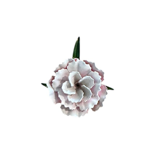Vintage Tole Pink & White Carnation Flower / Floral Paper Weight / Paperweight / Arrangement / Sculpture For Sale - Image 4 of 8