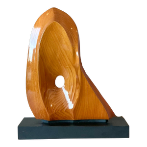 Vintage Boho Polished Wood Abstract Sculpture