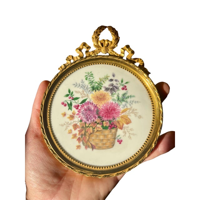 Bouquet of Flowers in Bronze and Porcelain from Limoges, 1920s For Sale - Image 4 of 8